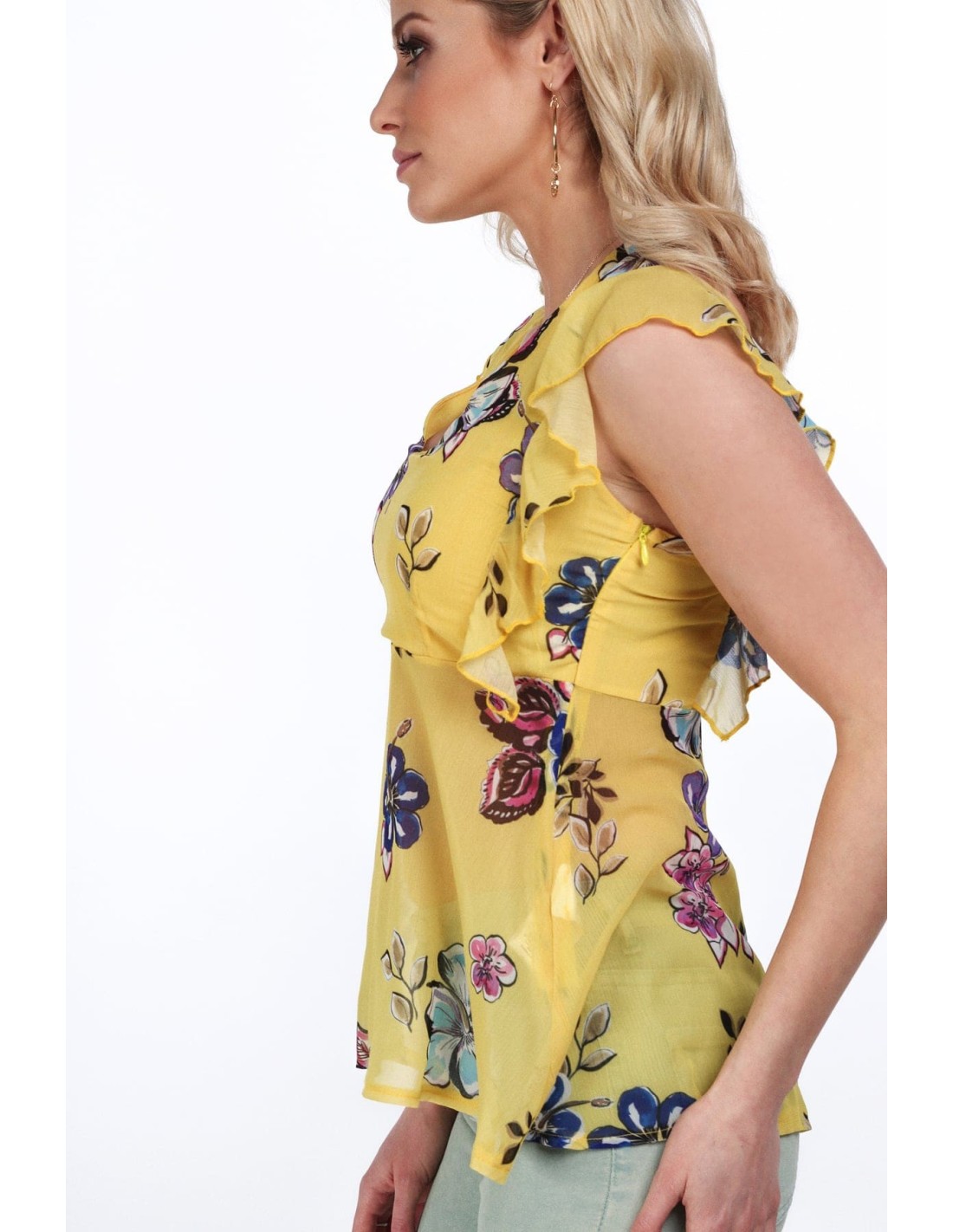 Yellow floral blouse for everyday use MP28633 - Online store - Boutique